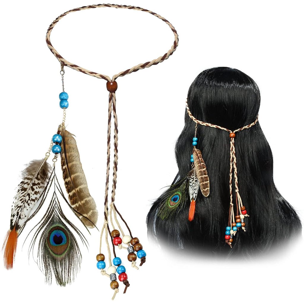 Boho Feather Headbands Indian Feather Headband Peacoak Headpieces Festival Costu